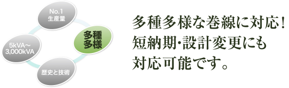 多種多様な巻線に対応！短納期・設計変更にも対応可能です。